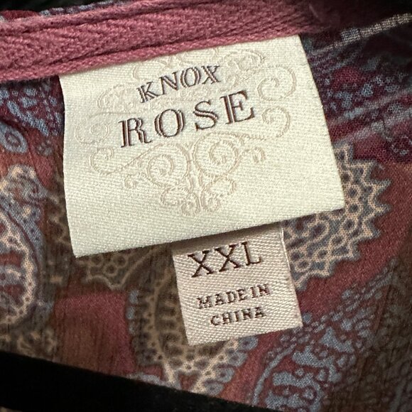 Knox Rose size XXL purple print semi sheer ruffles Boho long sleeve top - Picture 5 of 8